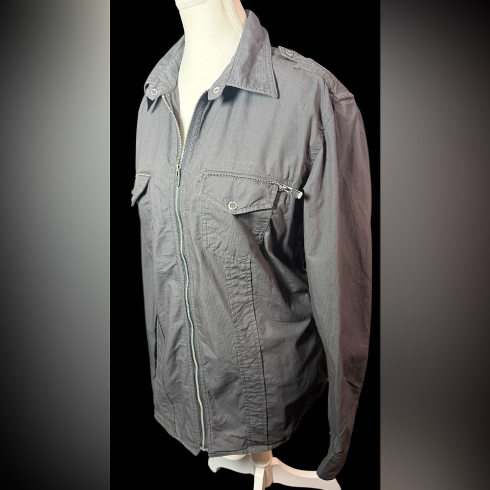 Calvin Klein Mens Ripstop SZ Medium | Rugged Modern Military Style Gray Jacket
